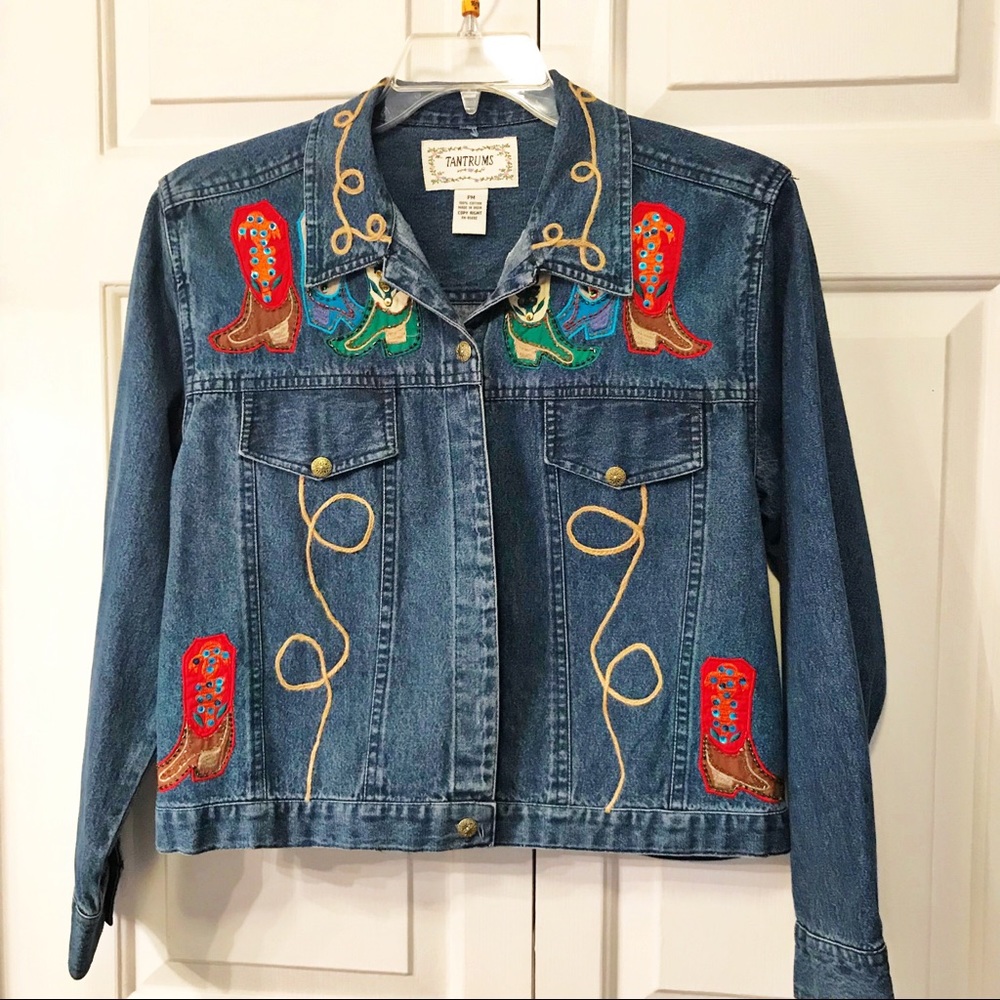 Tantrums Western Cowgirl Boots Denim Jacket